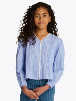 Kinder Tommy Hilfiger Gestreifte Bluse mit Falten