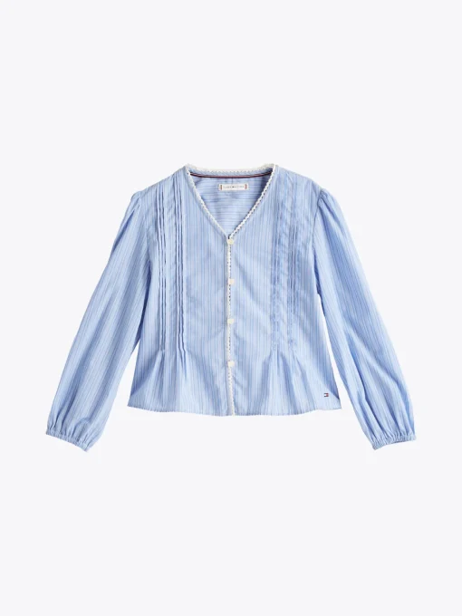 Kinder Tommy Hilfiger Gestreifte Bluse mit Falten