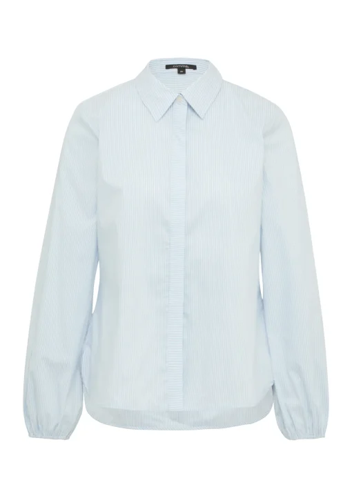 Damen Comma Gestreifte Hemdbluse mit voluminösem Ärmelsaum