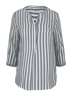 Damen TOM TAILOR Plus Gestreifte Henleybluse mit LENZING(TM) ECOVERO(TM)