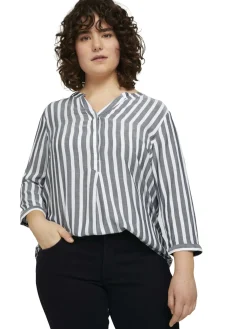 Damen TOM TAILOR Plus Gestreifte Henleybluse mit LENZING(TM) ECOVERO(TM)