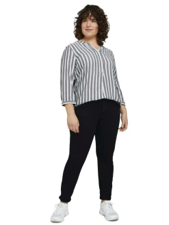 Damen TOM TAILOR Plus Gestreifte Henleybluse mit LENZING(TM) ECOVERO(TM)