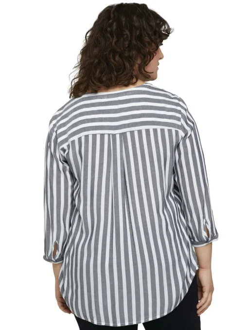 Damen TOM TAILOR Plus Gestreifte Henleybluse mit LENZING(TM) ECOVERO(TM)