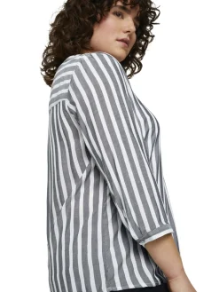 Damen TOM TAILOR Plus Gestreifte Henleybluse mit LENZING(TM) ECOVERO(TM)