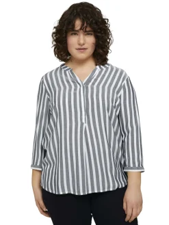 Damen TOM TAILOR Plus Gestreifte Henleybluse mit LENZING(TM) ECOVERO(TM)