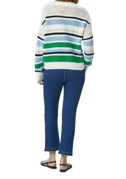 Damen Comma Gestreifter Strickpullover mit Rippblende