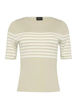 Damen s.Oliver BLACK LABEL Gestreifter Strickpullover mit kurzen Ärmeln