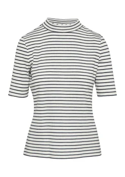 Damen Comma Gestreiftes Jersey-Shirt mit Stehkragen