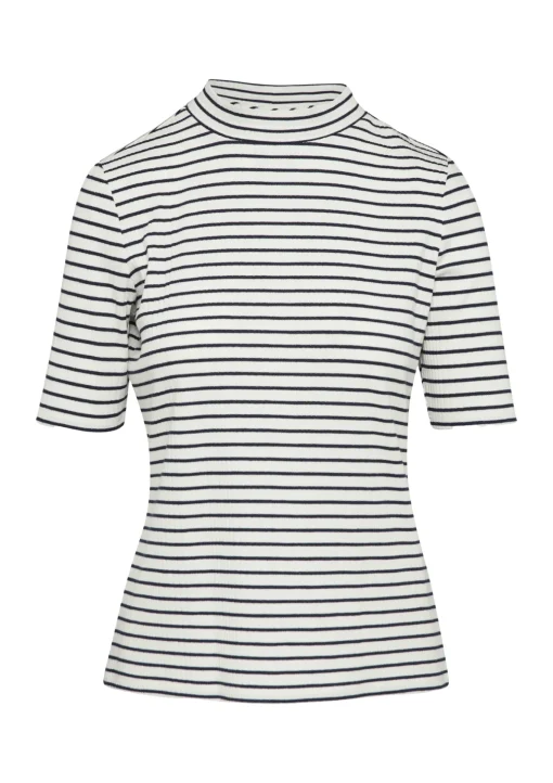 Damen Comma Gestreiftes Jersey-Shirt mit Stehkragen