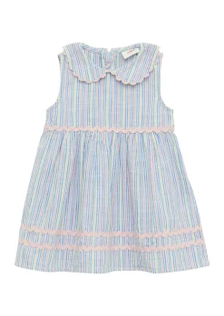 Kinder s.Oliver Gestreiftes Kleid in Leinenoptik mit Bubikragen