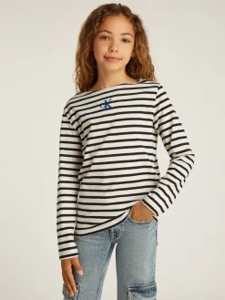 Kinder Calvin Klein Gestreiftes Langarmshirt