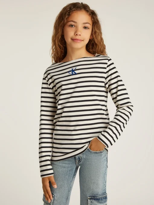 Kinder Calvin Klein Gestreiftes Langarmshirt