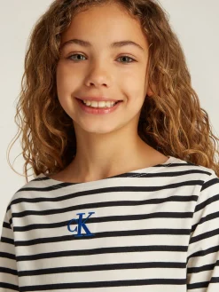 Kinder Calvin Klein Gestreiftes Langarmshirt