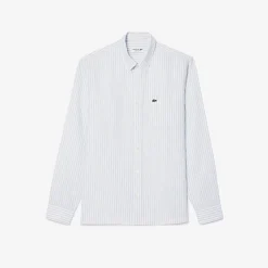 Herren Lacoste Gestreiftes Regular Fit-Leinenhemd