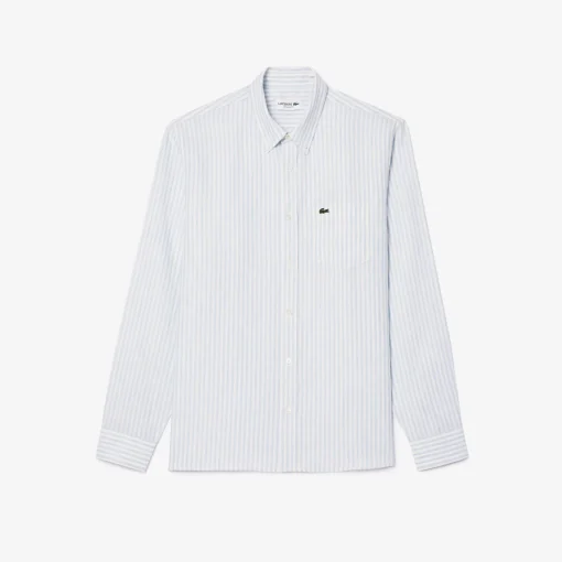 Herren Lacoste Gestreiftes Regular Fit-Leinenhemd
