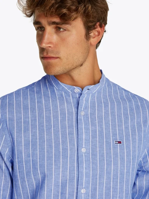 Herren Tommy Jeans Gestreiftes Stehkragenhemd