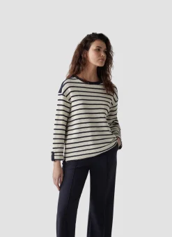 Damen Lecomte Gestreiftes Sweatshirt mit Details an Schulter und Ärmel
