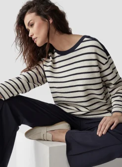 Damen Lecomte Gestreiftes Sweatshirt mit Details an Schulter und Ärmel