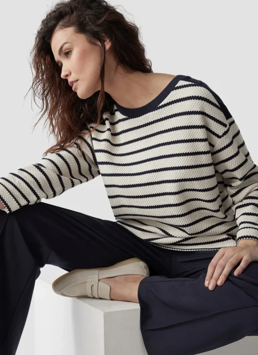 Damen Lecomte Gestreiftes Sweatshirt mit Details an Schulter und Ärmel