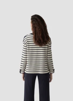 Damen Lecomte Gestreiftes Sweatshirt mit Details an Schulter und Ärmel