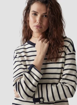 Damen Lecomte Gestreiftes Sweatshirt mit Details an Schulter und Ärmel