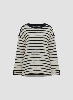 Damen Lecomte Gestreiftes Sweatshirt mit Details an Schulter und Ärmel