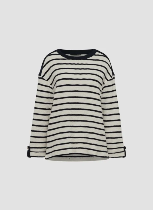 Damen Lecomte Gestreiftes Sweatshirt mit Details an Schulter und Ärmel