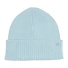 Damen s.Oliver Gestrickte Beanie mit Umschlag und Logo-Detail
