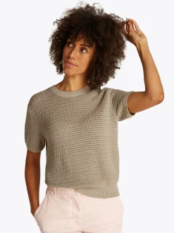Damen Tommy Hilfiger Gestrickter Rundhalspullover Kurzarm