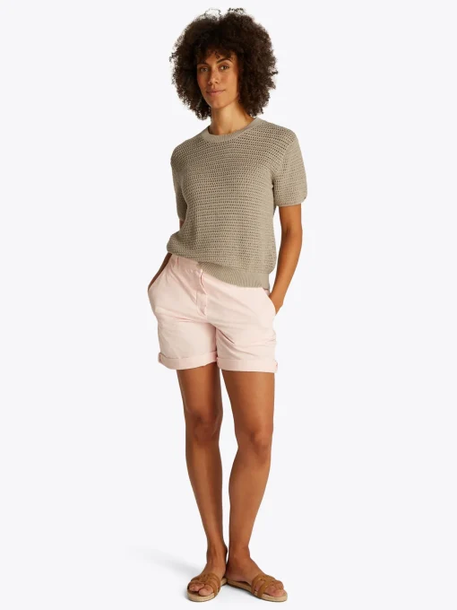 Damen Tommy Hilfiger Gestrickter Rundhalspullover Kurzarm