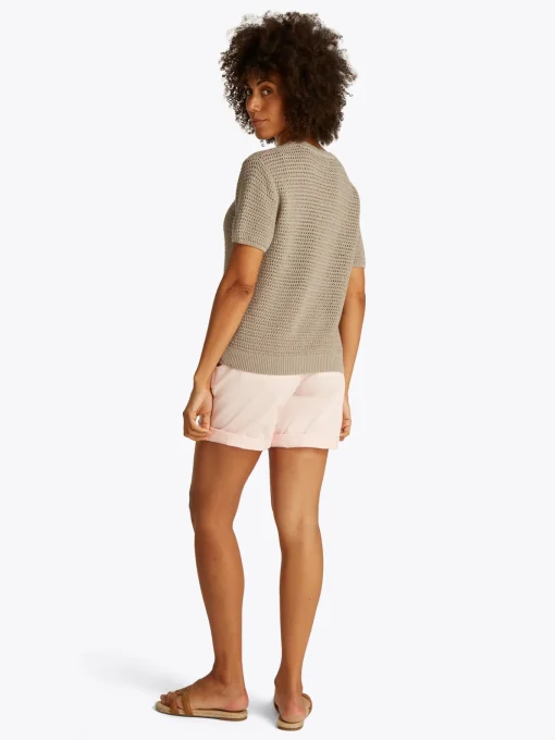 Damen Tommy Hilfiger Gestrickter Rundhalspullover Kurzarm