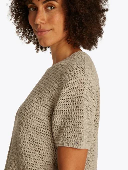 Damen Tommy Hilfiger Gestrickter Rundhalspullover Kurzarm