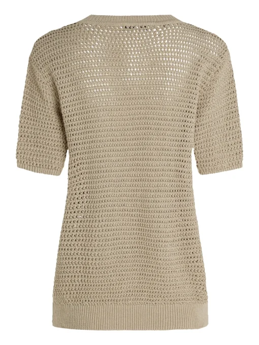 Damen Tommy Hilfiger Gestrickter Rundhalspullover Kurzarm