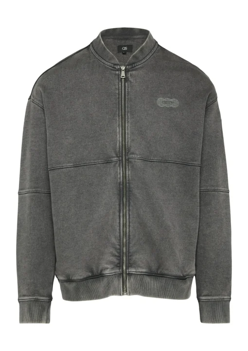 Herren QS Gewaschene Sweatshirtjacke im Bomber-Style