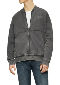 Herren QS Gewaschene Sweatshirtjacke im Bomber-Style