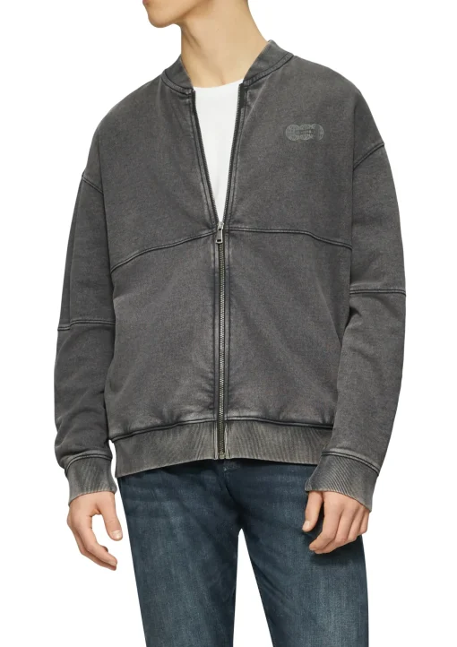 Herren QS Gewaschene Sweatshirtjacke im Bomber-Style