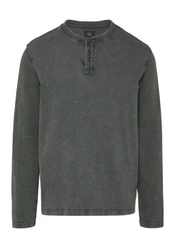 Herren QS Gewaschenes Henley-Longsleeve
