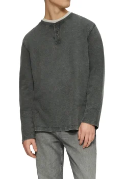 Herren QS Gewaschenes Henley-Longsleeve