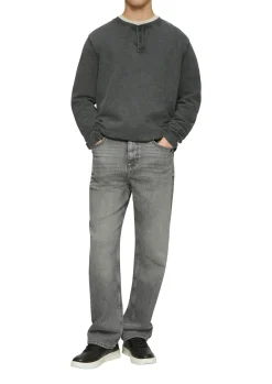 Herren QS Gewaschenes Henley-Longsleeve