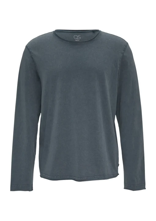 Herren QS Gewaschenes Langarmshirt im Used-Look