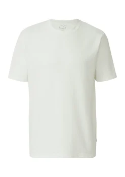 Herren QS Gewaschenes T-Shirt mit Flammgarnstruktur