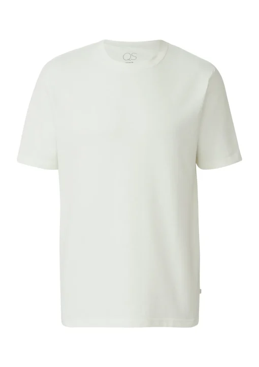 Herren QS Gewaschenes T-Shirt mit Flammgarnstruktur