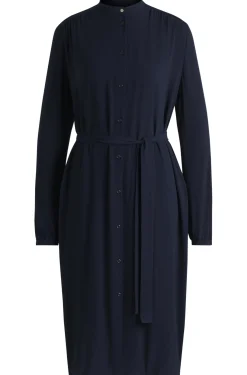 Damen Boss Orange Hemdkleid aus Crêpe-Georgette mit Gürtel und Stehkragen