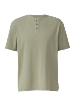 Herren QS Henley Shirt mit Rippstruktur