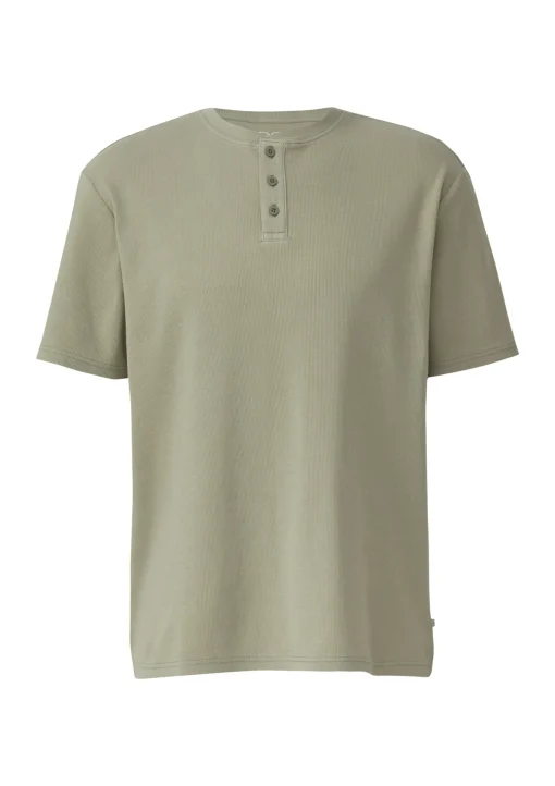 Herren QS Henley Shirt mit Rippstruktur