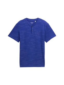 Herren Tom Tailor Henley T-Shirt mit Logo-Stickerei