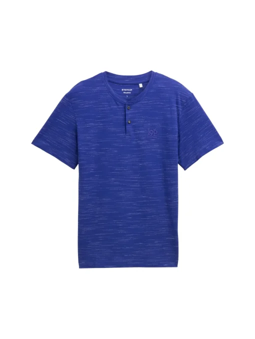 Herren Tom Tailor Henley T-Shirt mit Logo-Stickerei