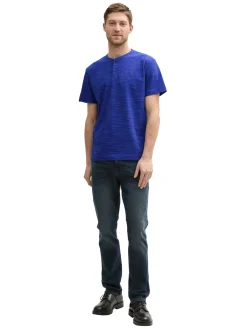Herren Tom Tailor Henley T-Shirt mit Logo-Stickerei