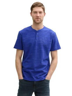 Herren Tom Tailor Henley T-Shirt mit Logo-Stickerei