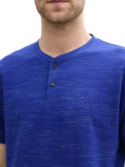 Herren Tom Tailor Henley T-Shirt mit Logo-Stickerei
